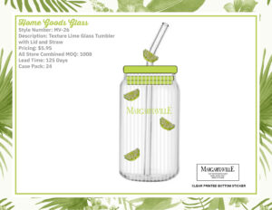 Texture Lime Glass Tumbler With Lid And Straw