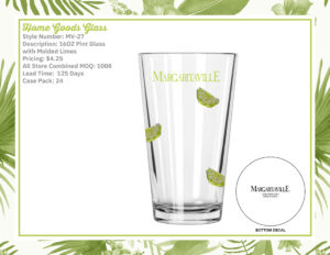 160Z Pint Glass With Molded Limes