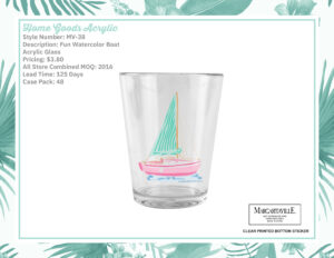 Fun Watercolor Boat Acrylic Glass