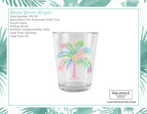 Fun Watercolor Palm Tree Acrylic Glass