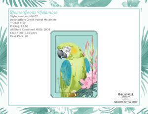 Green Parrot Melamine Trinket Tray