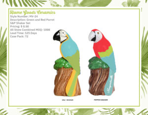 Green And Red Parrot S&P Shaker Set