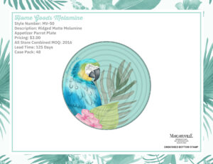 Ridged Matte Melamine Appetizer Parrot Plate