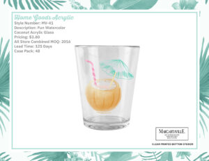 Fun Watercolor Coconut Acrylic Glass