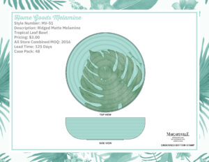 Ridged Matte Melamine Tropical Leaf Bowl